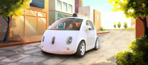 Un render artistico della Google Car autonoma